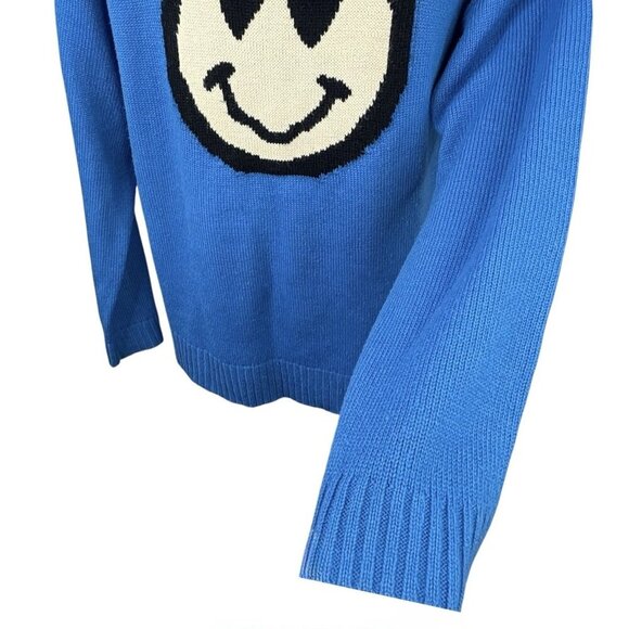 Nirvana Kurt Cobain Grunge Smiley Face Heart Eyes Sweater Blue Men’s S Unisex - Picture 3 of 13